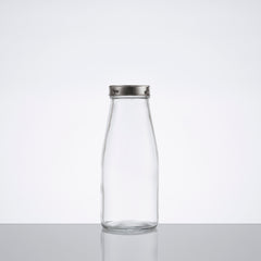 GLASS BOTTLE w/metal cover